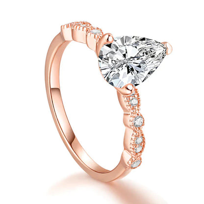 The Elegant Pear Droplet Ring