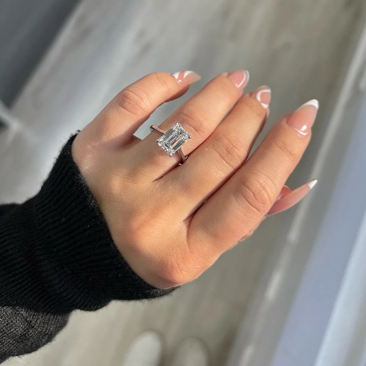 The Eleanor Emerald Cut Solitaire Band Ring