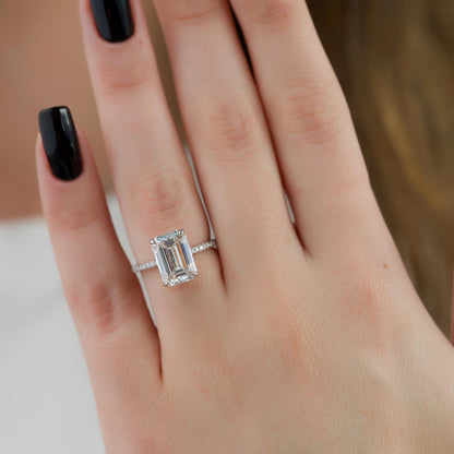 The Eleanor Emerald Cut Pavé Band Ring