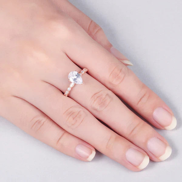 The Elegant Pear Droplet Ring