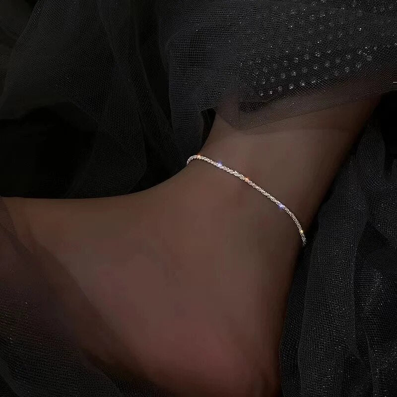 The Arianna Irregular Pave Tennis Anklet