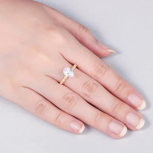 The Elegant Pear Droplet Ring