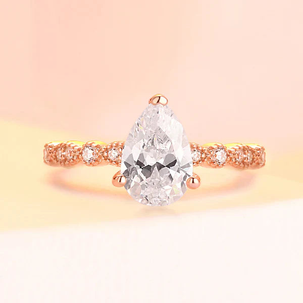 The Elegant Pear Droplet Ring